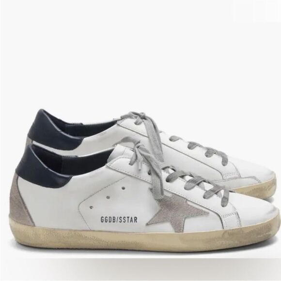 Golden Goose & Dust Bag Super Star White, Gray, Blue Leather Sneakers - Picture 1 of 14
